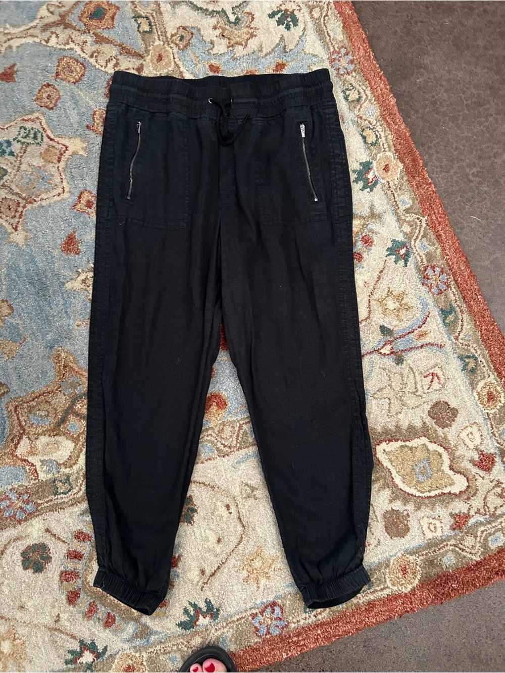 Athleta linen Cabo Jogger Pants with Zipper Pockets size 12